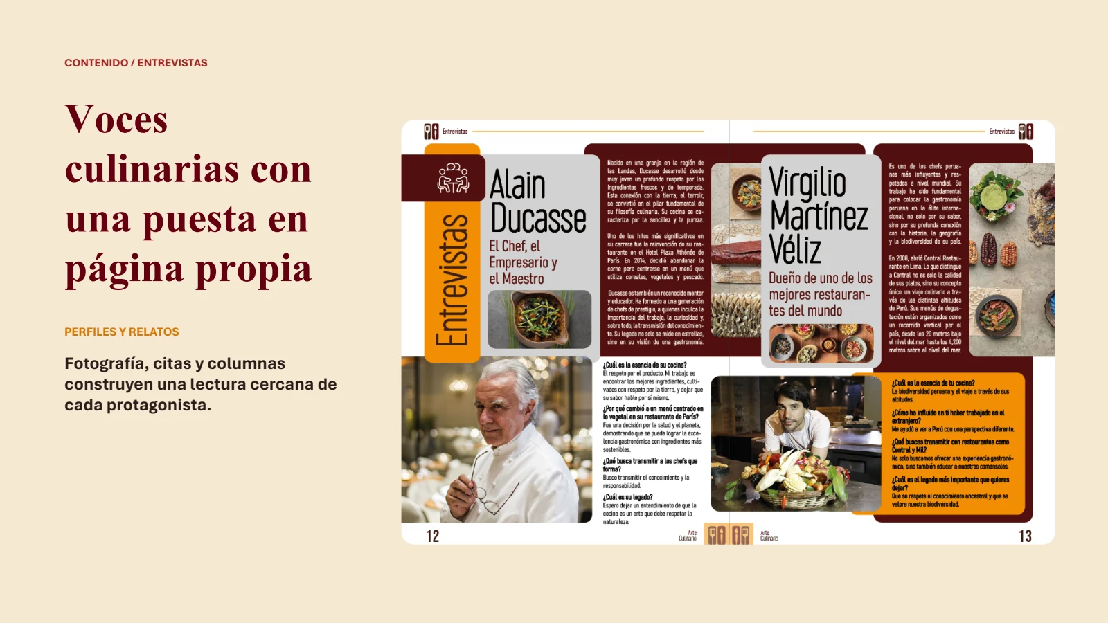 Doble página de entrevistas culinarias