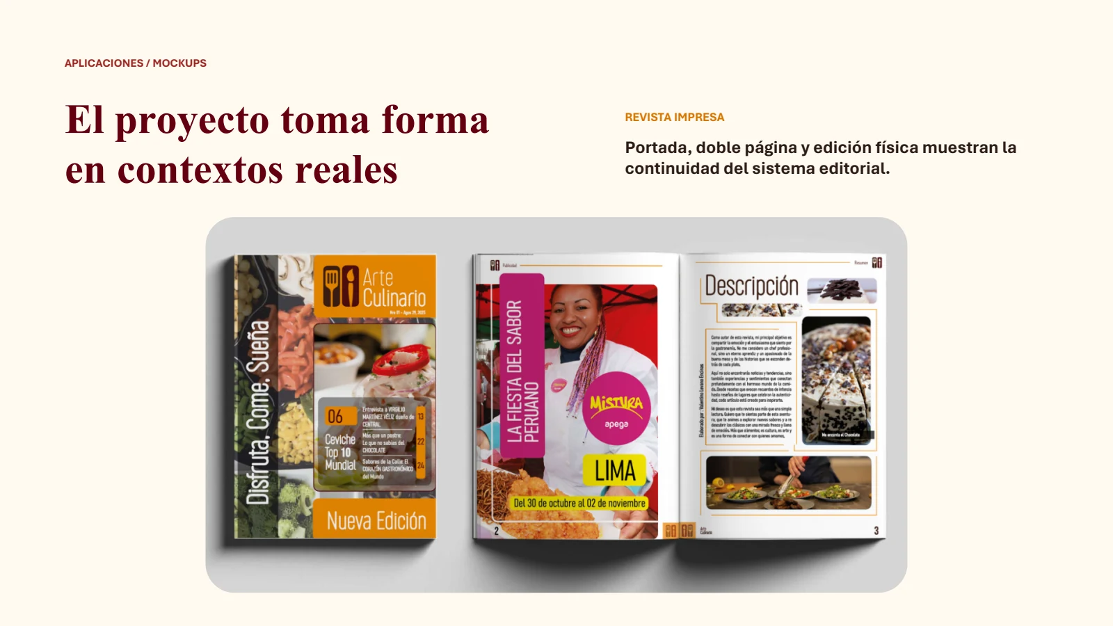 Mockup de la revista cerrada y abierta