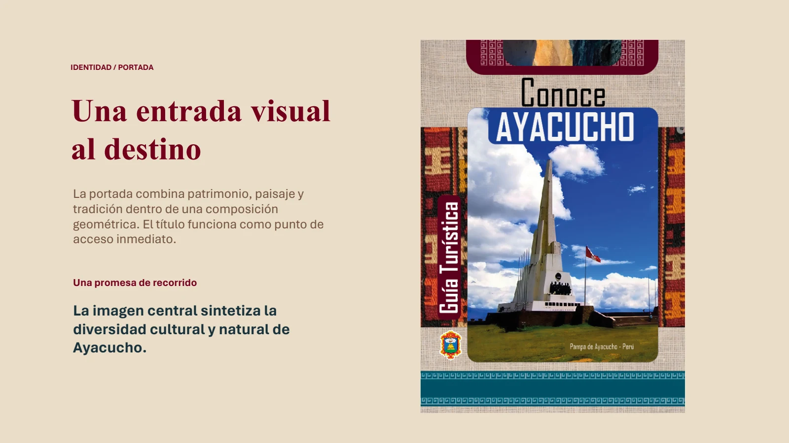 Diseño de portada de la guía Conoce Ayacucho
