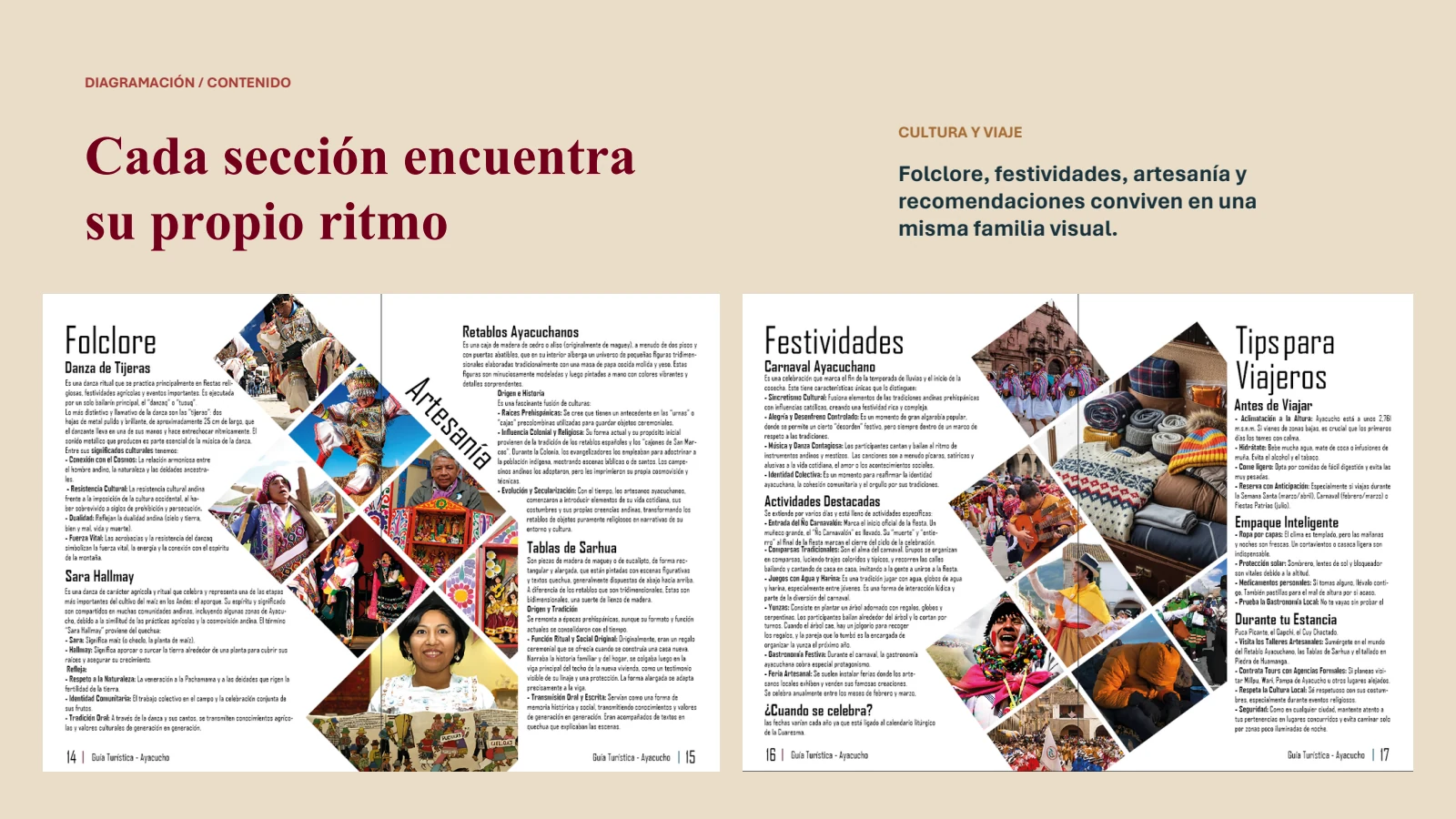 Dobles páginas sobre folclore, festividades y consejos de viaje