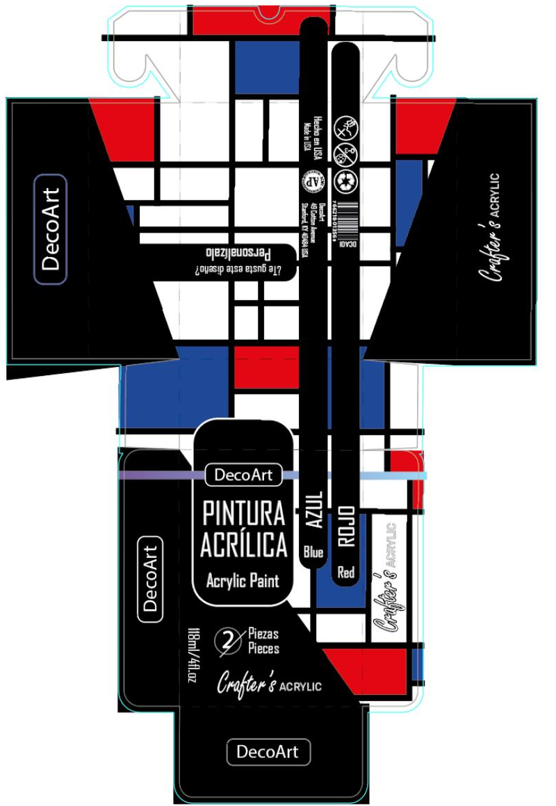 Troquel y desarrollo final del empaque Crafter's Acrylic