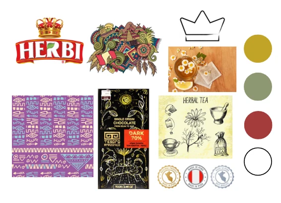 Moodboard y sistema visual del rediseño Herbi